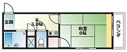 山脇ビル 1Kの間取図画像