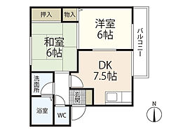カーサ・シュー 2DKの間取図画像