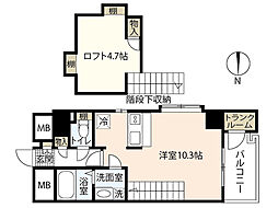 フルール観音 ワンルームの間取図画像