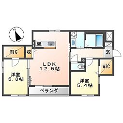 ハピネス 2LDKの間取図画像