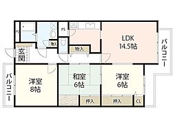 高須レジデンス 3LDKの間取図画像