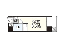 第8山本ビル ワンルームの間取図画像