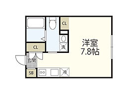 イリス佐方本町 ワンルームの間取図画像