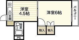 ロイヤルシャトー 1Kの間取図画像