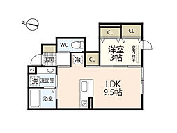 アップヒルズ 1LDKの間取図画像