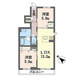 ラ・コリーナ 2LDKの間取図画像