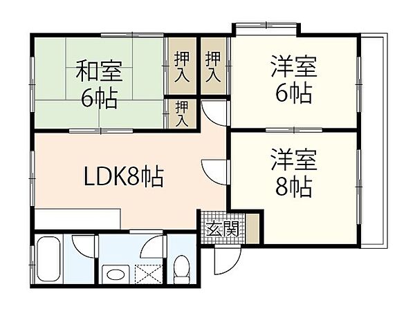 土屋マンション ｜広島県広島市西区古江西町(賃貸マンション3LDK・3階・61.39㎡)の写真 その2