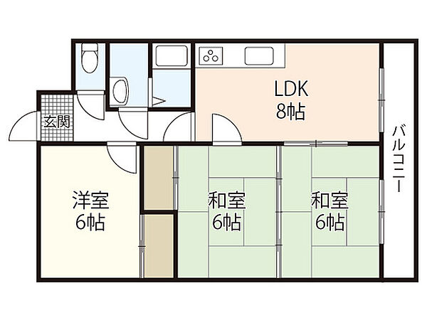 広島県広島市安佐南区大町東3丁目(賃貸マンション3LDK・2階・57.96㎡)の写真 その2