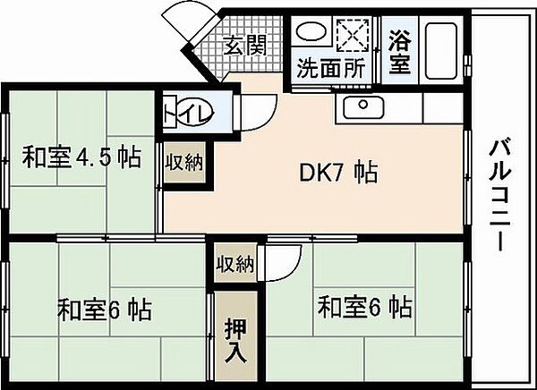 城元マンション ｜広島県廿日市市佐方4丁目(賃貸マンション3DK・4階・52.00㎡)の写真 その2