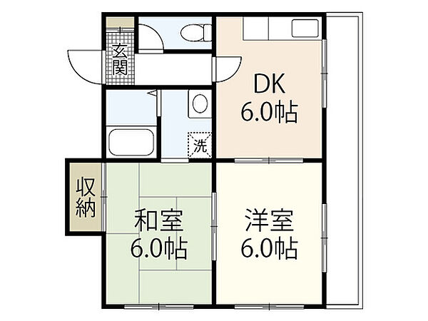 広島県広島市安佐南区大町東1丁目(賃貸マンション2DK・2階・46.20㎡)の写真 その2