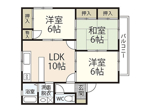 広島県広島市安佐南区上安2丁目(賃貸アパート3LDK・2階・61.00㎡)の写真 その2