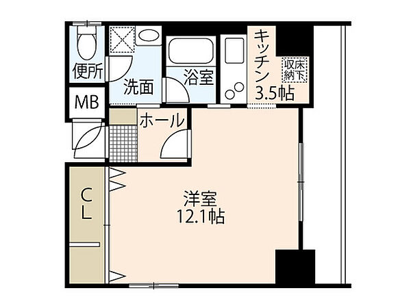 広島県広島市中区十日市町1丁目(賃貸マンション1K・4階・39.04㎡)の写真 その2