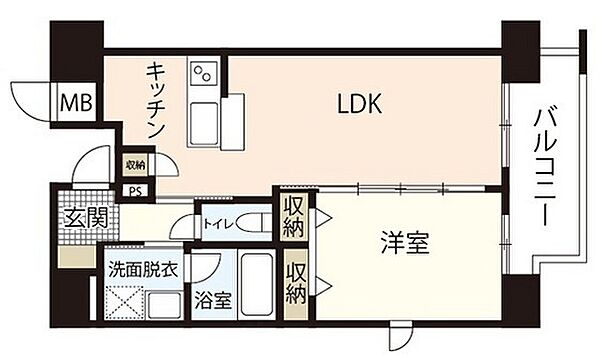 ディアメゾン新白島駅 ｜広島県広島市中区西白島町(賃貸マンション1LDK・2階・42.24㎡)の写真 その2