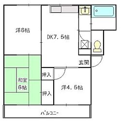 北谷ビル 3DKの間取図画像