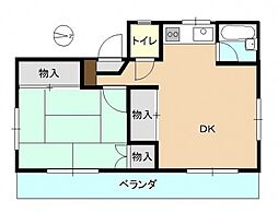 土居ビル 5階1DKの間取り