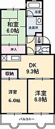 第2キクスイビル 3DKの間取図画像