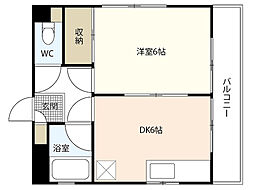 ベルメゾンドレミ 1DKの間取図画像