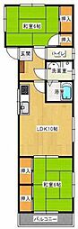 レジデンスナンバ 2LDKの間取図画像