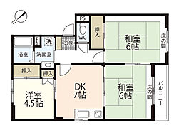 トリヴァンベール田方 3DKの間取図画像