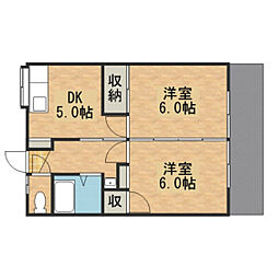 三和荘 2DKの間取図画像