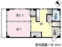 引地ビル 2DKの間取図画像