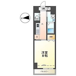 中央地所西条駅前ビル 9階1Kの間取り