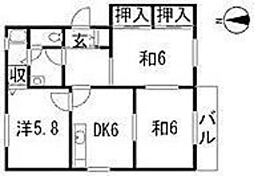 ルミエール鶴江B 3DKの間取図画像