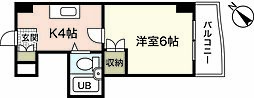 ボー・ソレイユ沖 1Kの間取図画像