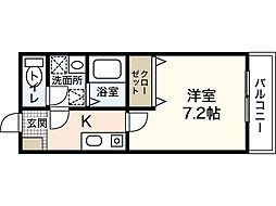 I Jigozen 1階1Kの間取り