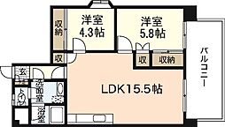第二タウン皆賀 5階2LDKの間取り