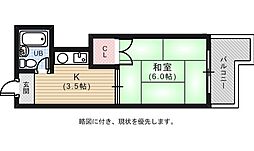 ヴィラ翠町 1Kの間取図画像