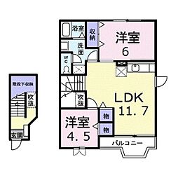 サンプレイス八木 2LDKの間取図画像