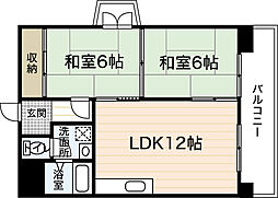ハイネス横川 7階2LDKの間取り