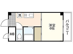 第1NSビル 1Kの間取図画像