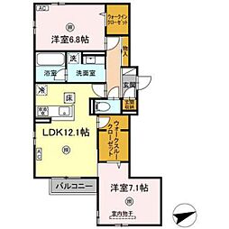 ヴィラルーチェ祇園 2LDKの間取図画像