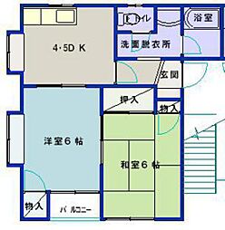 宇品ミントハウス 2DKの間取図画像