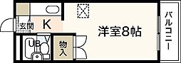 パインハウスパート2 ワンルームの間取図画像