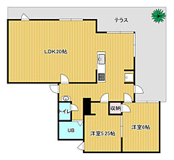 ベルエール牛田 2LDKの間取図画像