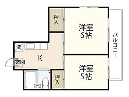 ハイネス江波 2Kの間取図画像