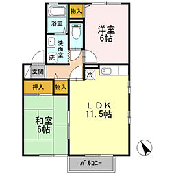 スターライト中央B 2LDKの間取図画像