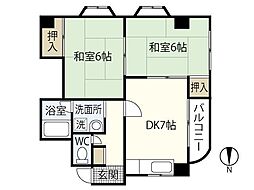 千足金広ビル 2DKの間取図画像