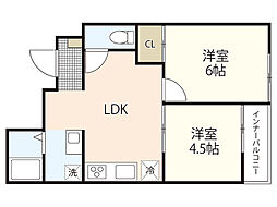 十日市ビル2 2DKの間取図画像