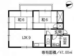 ハイツハーモニーA棟 2階2LDKの間取り