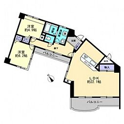 コーラルタウン元宇品公園 4階2LDKの間取り