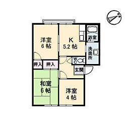 ブリランテ洋光 2階3Kの間取り