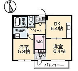 カリーノ　スクエア 2階2DKの間取り