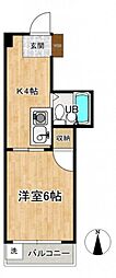 グランドール矢野 1Kの間取図画像