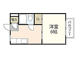 野地ハイツ 1DKの間取図画像