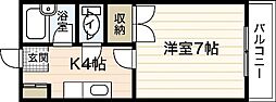 第一品川ビル 1Kの間取図画像