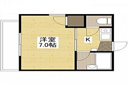 サバービア山根 1Kの間取図画像